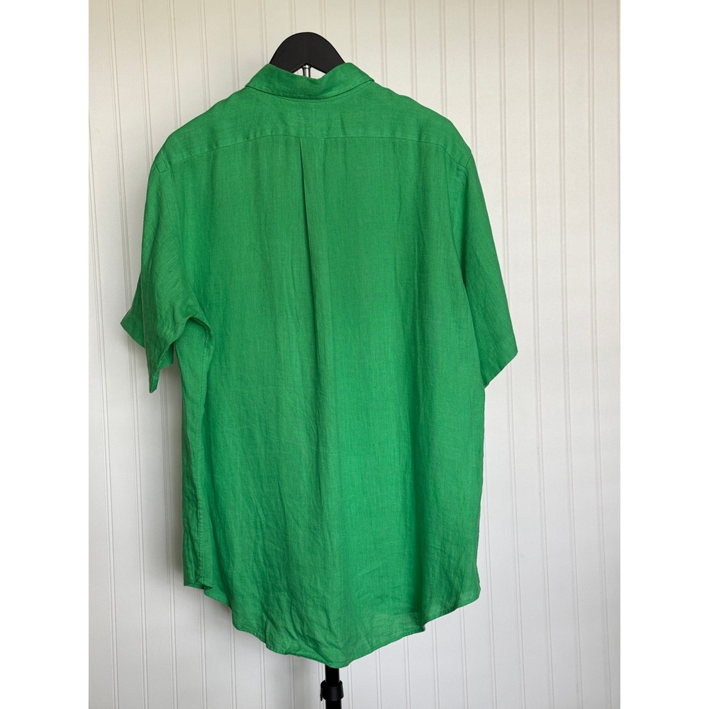 Ralph Lauren Linen Button Up Shirt Mens L Green Classic Fit Short Sleeve Resort - Picture 3 of 10